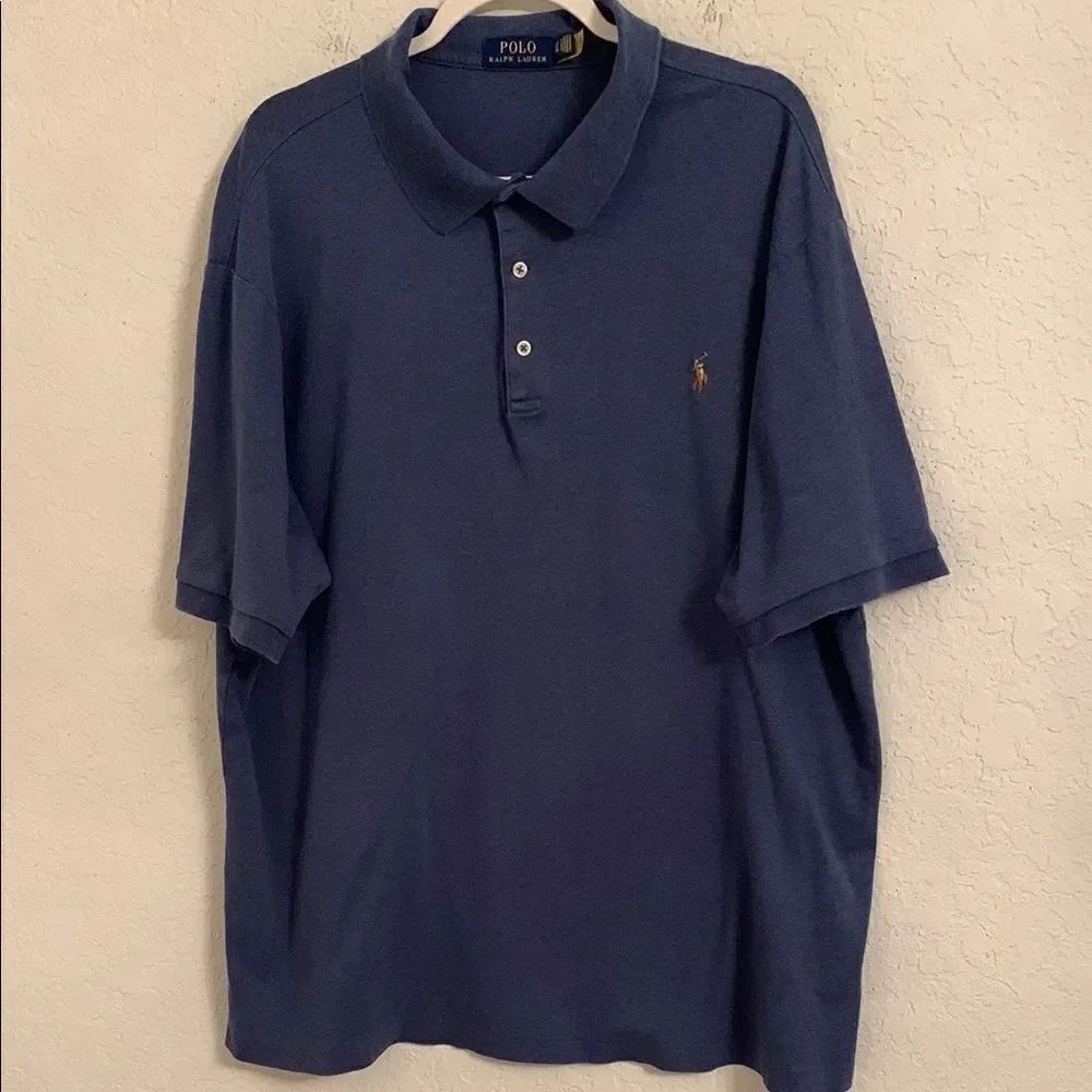 Polo Ralph Lauren Cotton Men's Navy Blue Shirt Logo Pony Polo Size 2XL